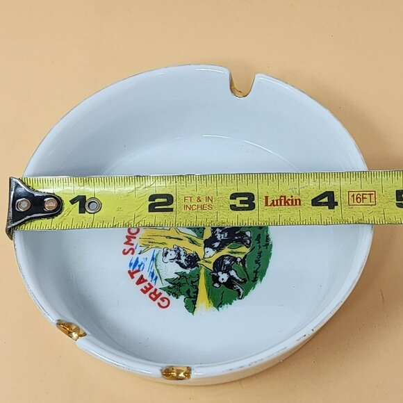 Vintage Great Smoky Mountains Souvenir Ceramic Ashtray With Gold Accents - Picture 6 of 6